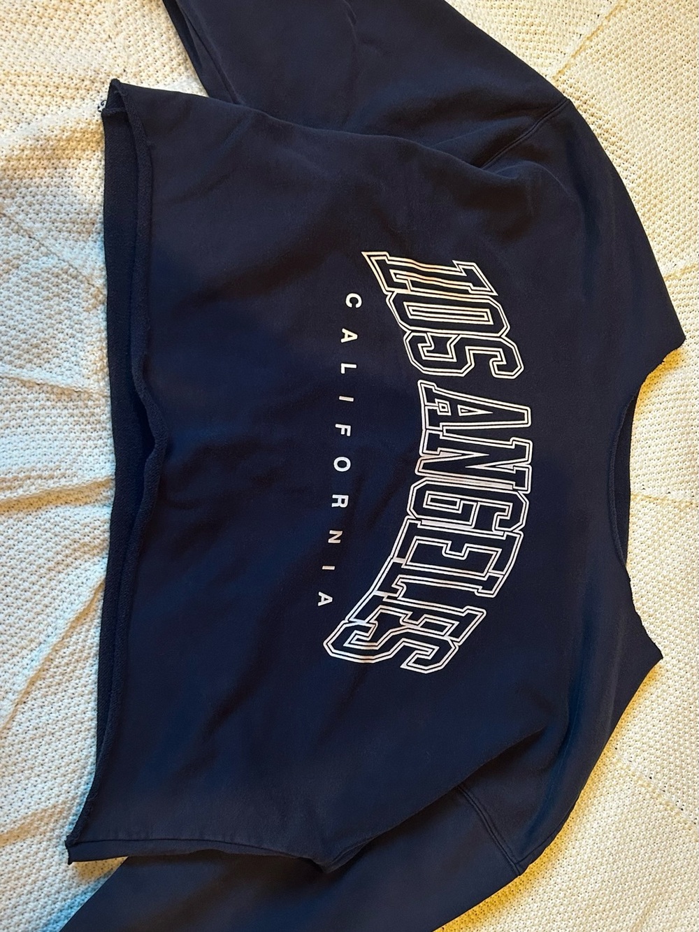 GAP Off-the-Shoulder Navy Sweatshirt with White 'Los Angeles' Graphic